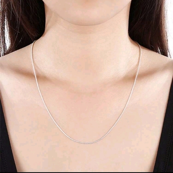 925 STERLING LONG SKINNY SILVER ROUND SNAKE CHAIN NECKLACE FOR LAYERING 20" - Picture 4 of 7